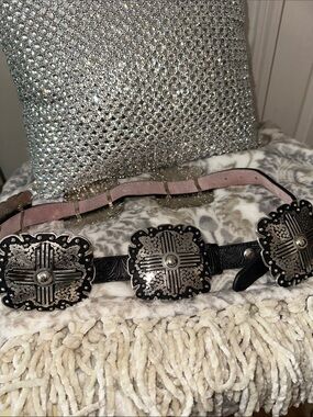 Black and Silver Concho Belt - Small